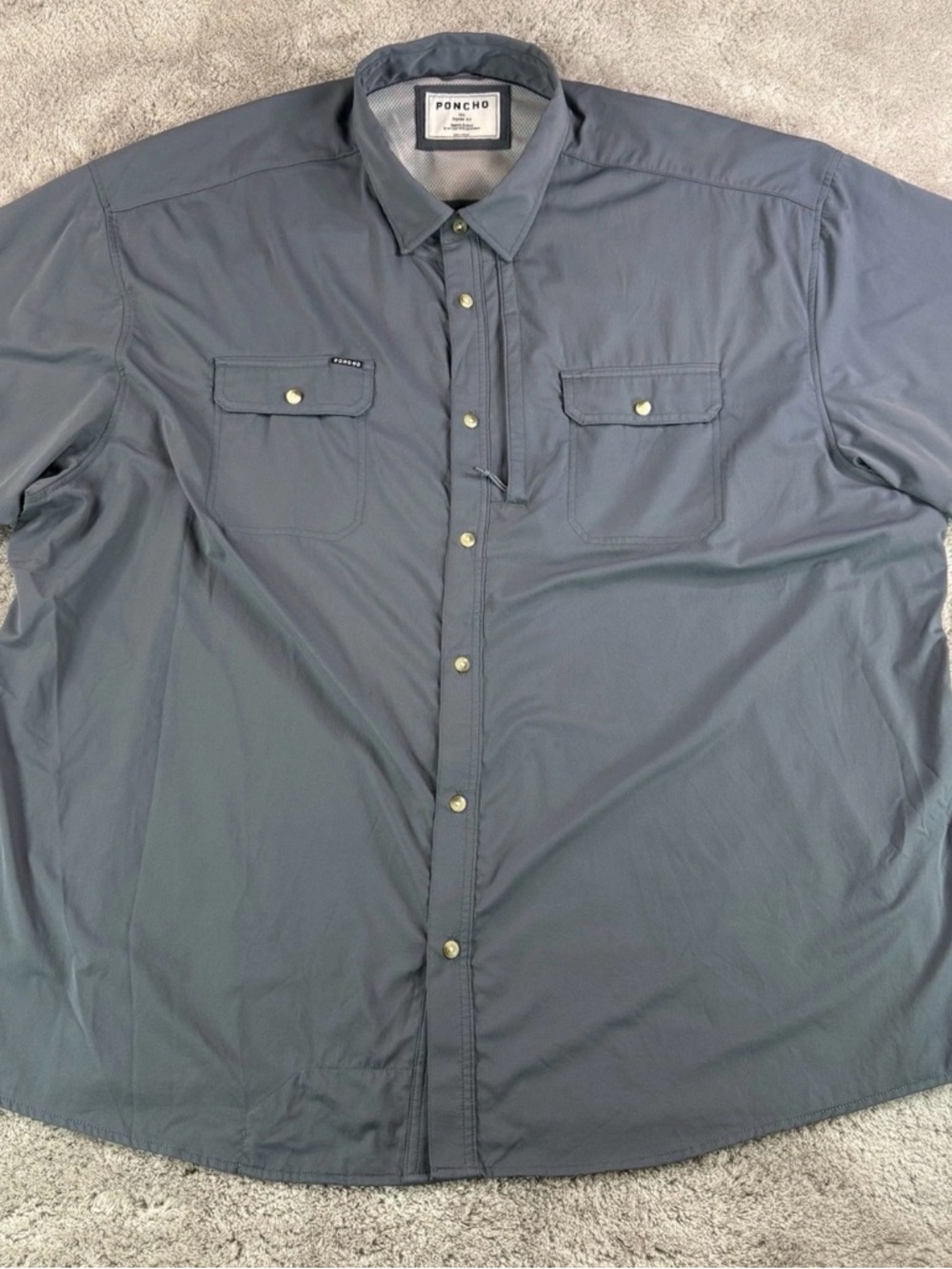 PONCHO Men's Casual Button-Down Shirt in Slate Blue